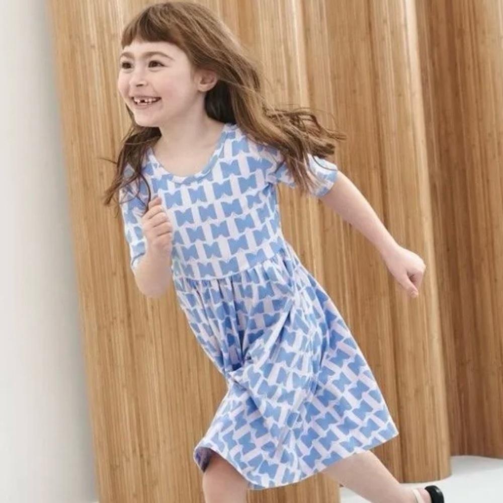 NWT Hanna Andersson Skater Dress with Pockets, Blue Butterflies Size 120 (6-7) - Picture 3 of 8